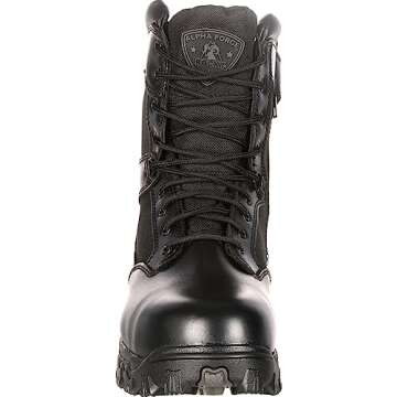 ROCKY Alpha Force Zipper Waterproof Public Service Boot, Black, Size 11(ME)