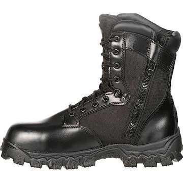ROCKY Alpha Force Zipper Waterproof Public Service Boot, Black, Size 11(ME)