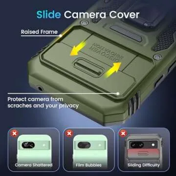 Caka for Google Pixel 8A Case, [Full Camera Protection] [360°Rotated Kickstand Ring] [HD Screen Protector] Militray-Grade Hard Protective Phone Case Cover with Tempered Glass for Pixel 8A - Green