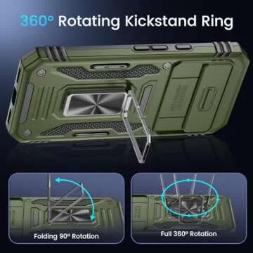 Caka for Google Pixel 8A Case, [Full Camera Protection] [360°Rotated Kickstand Ring] [HD Screen Protector] Militray-Grade Hard Protective Phone Case Cover with Tempered Glass for Pixel 8A - Green