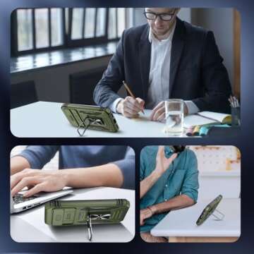 Caka for Google Pixel 8A Case, [Full Camera Protection] [360°Rotated Kickstand Ring] [HD Screen Protector] Militray-Grade Hard Protective Phone Case Cover with Tempered Glass for Pixel 8A - Green