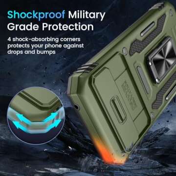 Caka for Google Pixel 8A Case, [Full Camera Protection] [360°Rotated Kickstand Ring] [HD Screen Protector] Militray-Grade Hard Protective Phone Case Cover with Tempered Glass for Pixel 8A - Green