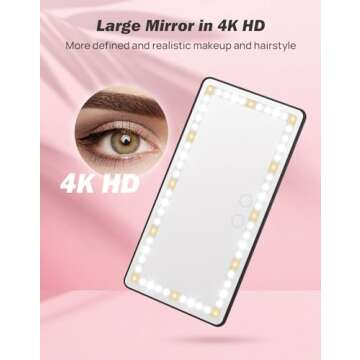 JOYTUTUS Car Sun Visor Vanity Mirror, Car Vanity Mirror With Lights, Makeup Mirror with 3 Light Modes & 60 LEDs, Rechargeable Car Mirror Dimmable Touch Control Travel Makeup Mirror for Car Truck SUV