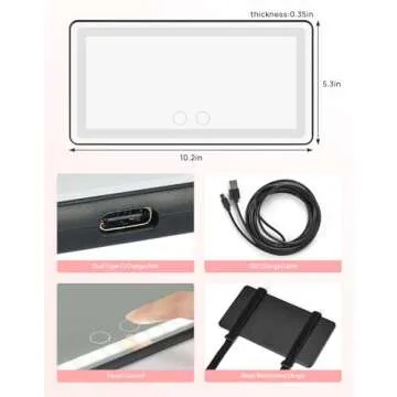 JOYTUTUS Car Sun Visor Vanity Mirror, Car Vanity Mirror With Lights, Makeup Mirror with 3 Light Modes & 60 LEDs, Rechargeable Car Mirror Dimmable Touch Control Travel Makeup Mirror for Car Truck SUV