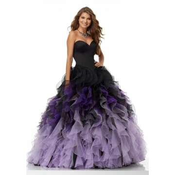 Women's Quinceanera Prom Dresses Long Ball Gown 2025 Puffy Sweetheart Ombre Satin Organza Cocktail E...