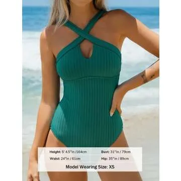 CUPSHE Women's Ribbed Cutout Crisscross One Piece Swimsuit