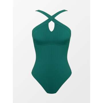 CUPSHE Women's Ribbed Cutout Crisscross One Piece Swimsuit
