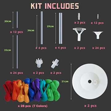 Balloon Column Kit for Floor- Set of 2,Balloon Columns with Stand, Base and Pole,Balloon Tower Backd...