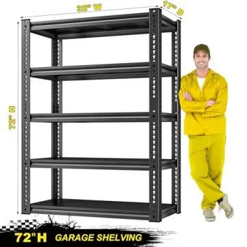 REIBII Garage Shelving Heavy Duty Storage Shelves Loads 1700 LBS, Adjustable Metal Shelving Units and Storage for Garage,Basement