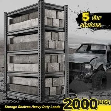REIBII Garage Shelving Heavy Duty Storage Shelves Loads 1700 LBS, Adjustable Metal Shelving Units and Storage for Garage,Basement