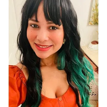 Stunning Green Mixed Black Curly Wig for Women