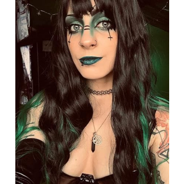 Stunning Green Mixed Black Curly Wig for Women