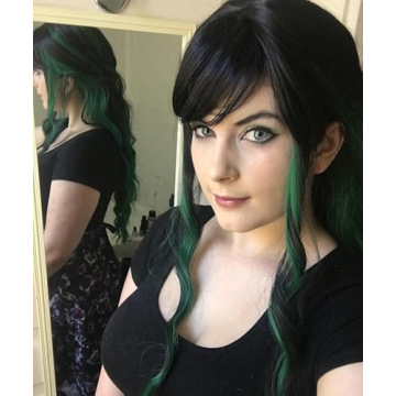 Stunning Green Mixed Black Curly Wig for Women