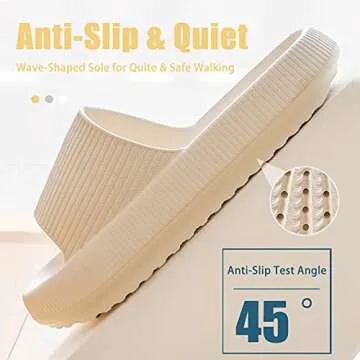 rosyclo Pillow Slippers for Womens and Mens, Cloud Foam Summer Pool Beach Spa Anti-slip Zapatillas Ultra Comfy Thick Sole Home House Recovery Cloud Cushioning Slides Sandles, Tan Beige