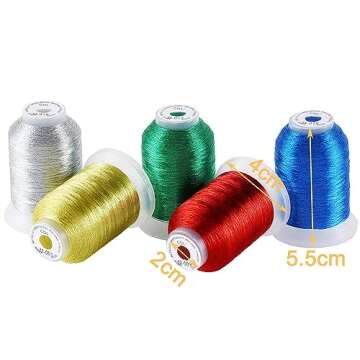 New brothread 20 Assorted Colors Metallic Embroidery Machine Thread Kit 500M (550Y) Each Spool for Computerized Embroidery and Decorative Sewing