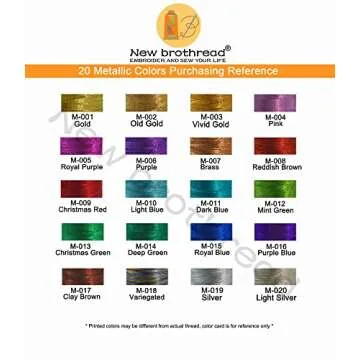 New brothread 20 Assorted Colors Metallic Embroidery Machine Thread Kit 500M (550Y) Each Spool for Computerized Embroidery and Decorative Sewing