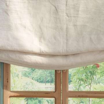 FANXINCAIWEI Roman Shades: Premium Handmade Relaxed Natual Linen for Windows - Custom Fabric Window Shade Treatment,Blackout Light Filtering for Living Room,Doors and Kitchen,Cordless Pull Down