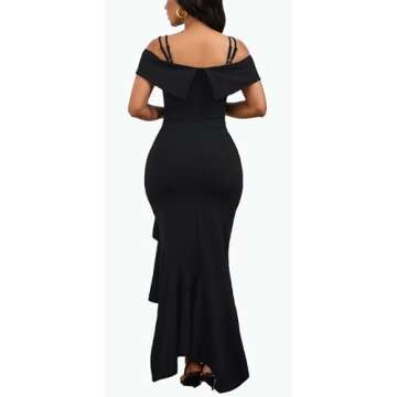 2025 Wedding Guest Dresses for Women Ruffle Neckline Evening Formal Gala Gowns Mermaid Black Dress