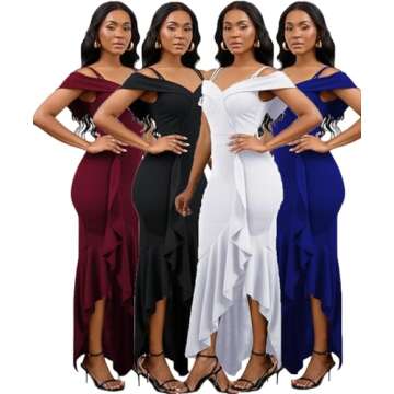 2025 Wedding Guest Dresses for Women Ruffle Neckline Evening Formal Gala Gowns Mermaid Black Dress