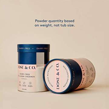 Dose & Co Collagen Creamer Dairy Free (Caramel) 12oz (340g)– Non-GMO, Dairy Free, Gluten Free, Sugar Free Collagen Peptides Supplement - Supporting Hair, Skin, Nails