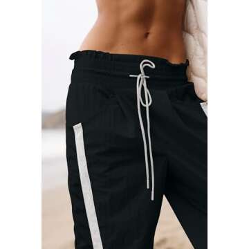 Anoumcy Womens Casual Pants Loose Fit High Waisted Travel Work Sweatpants with Pockets Black M