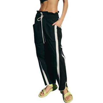 Anoumcy Womens Casual Pants Loose Fit High Waisted Travel Work Sweatpants with Pockets Black M