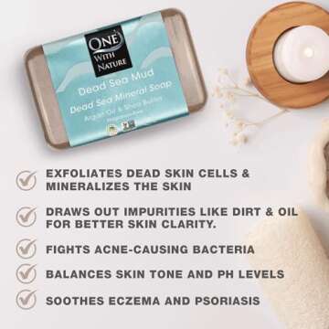 One With Nature Dead Sea Mineral Mud Soap Bar 4oz 3Pk - Luxurious Exfoliation for All Skin Types
