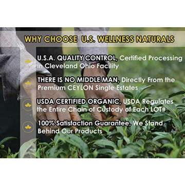 English Breakfast Tea, CRISP, RICH & AROMATIC well-rounded loose leaf tea, 110+ cups, 8oz Organic Ceylon SINGLE ESTATE tea, 100% Idulgashinna estate, OP grade tea, U.S.A. Processed & Quality Control