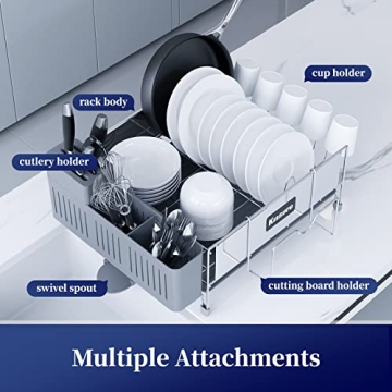 Kitsure Stainless Steel Dish Drying Rack Large Easy Install