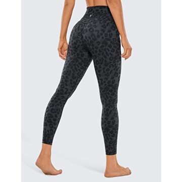 CRZ YOGA Womens Brushed Naked Feeling Workout Leggings 25" - High Waisted Gym Compression Tummy Control Yoga Pants Charcoal Snow Leopard Small