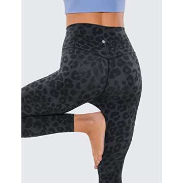 CRZ YOGA Womens Brushed Naked Feeling Workout Leggings 25" - High Waisted Gym Compression Tummy Control Yoga Pants Charcoal Snow Leopard Small