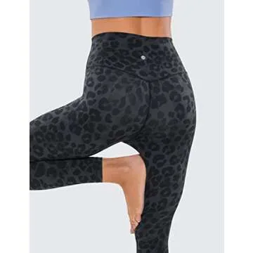 CRZ YOGA Womens Brushed Naked Feeling Workout Leggings 25" - High Waisted Gym Compression Tummy Control Yoga Pants Charcoal Snow Leopard Small