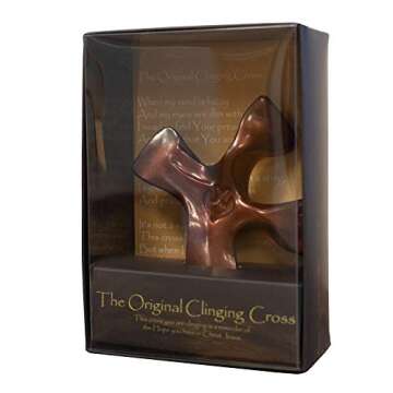 The Original Clinging Cross by Not So Plain Jane (Mahogany) | Fits Comfortably in the Palm of Your Hand | Great Christian Gift for First Communion, Confirmation, or Thinking of You