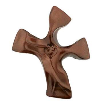 The Original Clinging Cross by Not So Plain Jane (Mahogany) | Fits Comfortably in the Palm of Your Hand | Great Christian Gift for First Communion, Confirmation, or Thinking of You