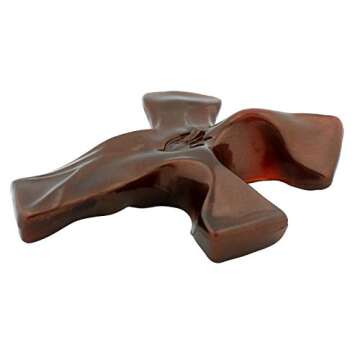 The Original Clinging Cross by Not So Plain Jane (Mahogany) | Fits Comfortably in the Palm of Your Hand | Great Christian Gift for First Communion, Confirmation, or Thinking of You