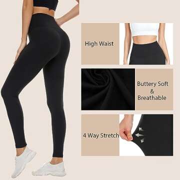 CTHH 2 Pack Leggings for Women Tummy Control-High Waisted Non See Through Black Soft Workout Yoga Pants