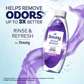 Downy RINSE & REFRESH Laundry Odor Remover and Fabric Softener, Fresh Lavender, 48 fl oz, Safe on AL...