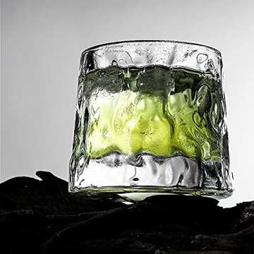 LOVWISH Spinning Old Fashioned Whiskey Glasses, set of 2 rocks glasses - bar glasses for drinking bourbon, scotch, cocktails, cognac, tequila, irish, brandy