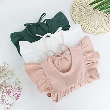 Goodplayer Toddler Baby Girl Dress Summer Cotton Linen Ruffle Halter Sleeveless Kids Casual Beach Party Dresses 1-6 Years (White,5_Years)