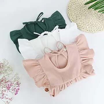 Goodplayer Toddler Baby Girl Dress Summer Cotton Linen Ruffle Halter Sleeveless Kids Casual Beach Party Dresses 1-6 Years (White,5_Years)