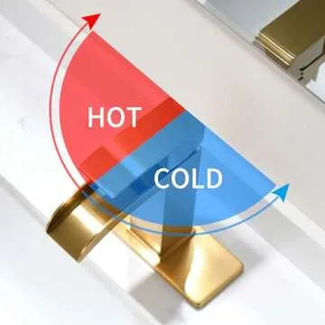 BRAVEBAR Waterfall Bathroom Faucet Gold - Single Handle Sink Faucets Bathroom 1 Hole Or 3 Hole for 4In | Modern Solid Vanity Faucet with Deck Plate & Overflow Pop Up Drain Brushed Gold