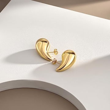Chunky Gold Hoop Earrings Women Lightweight Hypoallergenic