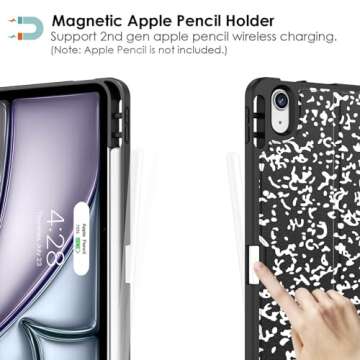 Supveco Case for iPad Air 11 Inch 2024,iPad Air 5th/4th Generation 10.9 Inch 2022/2020 with Pencil Holder-[Auto Wake/Sleep],Premium Folio Stand Soft TPU Back Cover for iPad Air 5/4 Gen-Book