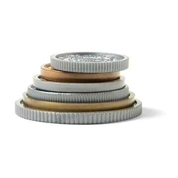 hand2mind Fake Money Coin Assorted Set, Detailed Fake Coins, Prop Money, Toy Money, Play Money for Kids, Realistic Money, Pretend Money for Kids Learning, Play Money Set, Plastic Coins (Set of 96)