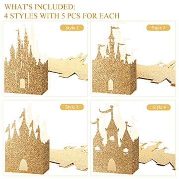 Geiserailie 20 Pieces Castle Box Princess Candy Box Glitter Princess Box Castle Favor Treat Boxes Pr...