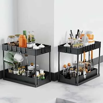 Under Sink Organizers 2-Tier Sliding Storage Baskets