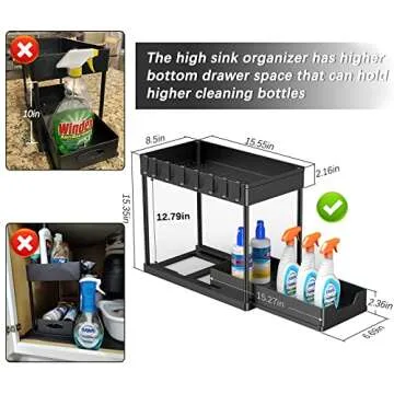 Under Sink Organizers 2-Tier Sliding Storage Baskets