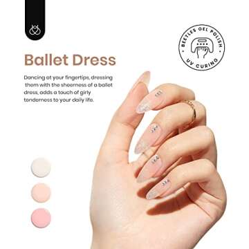 Beetles Jelly Gel Nail Polish Set, 6 Colors Ballet Dress Milky White Sheer Pink Nude Transparent Soa...