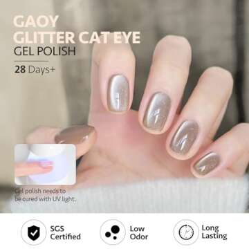 GAOY Glassy Cat Eye Gel Polish, 16ml Silver Gray Holo