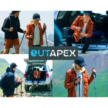 OUTAPEX Carbon Fiber Trekking Poles - Quick Adjust Metal Locks, 2-pc Pack Lightweight, Adjustable Hiking Poles with EVA Grips, Padded Strap,10 Rubber Tips for Hiking(Energy Cyan)